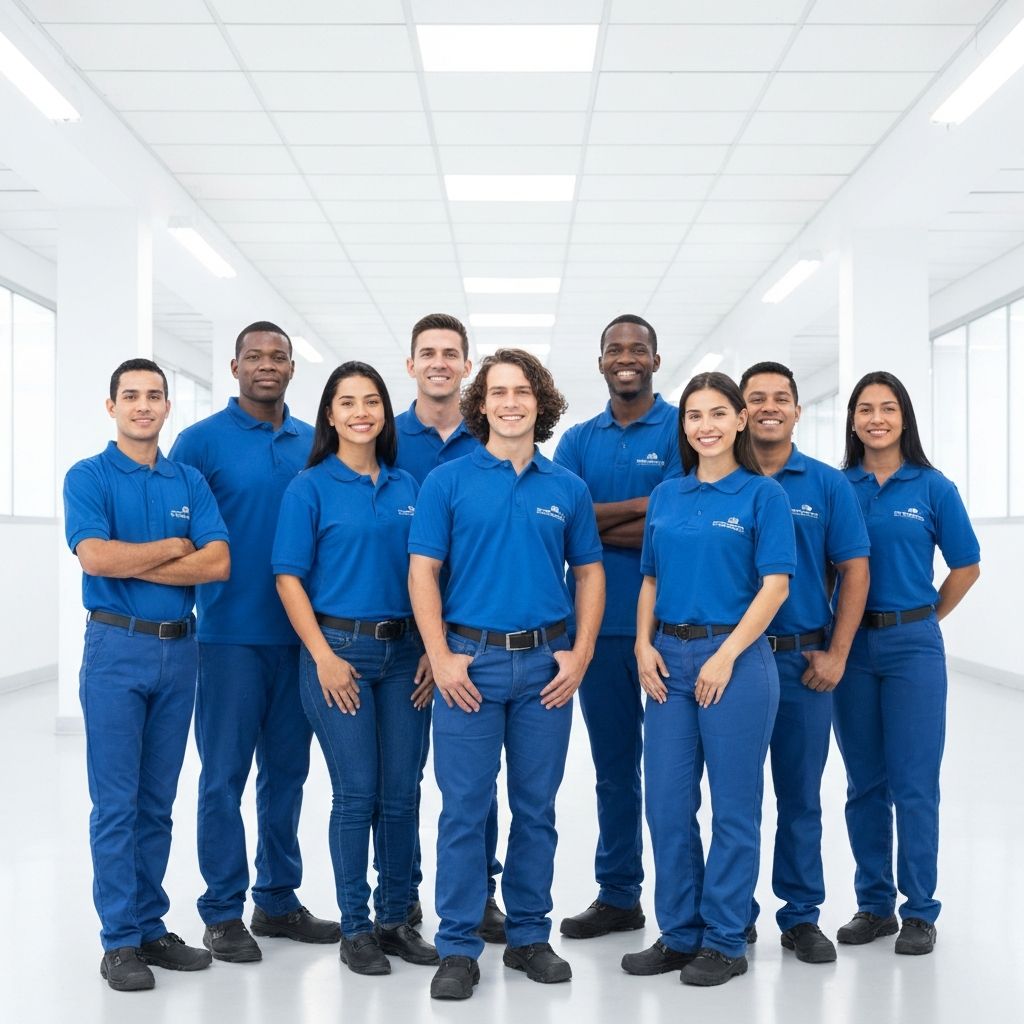 Equipe corporativa vestindo uniformes TKL